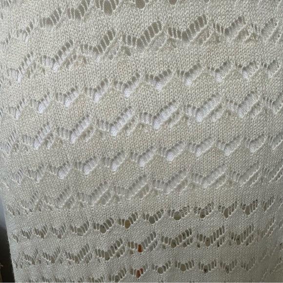 Lost Ink Crochet Duster Button Closure Cream Orange SZ Medium Resort Beach NWT - Picture 6 of 7